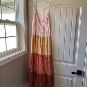 Free People Pink and Tan Maxi Dress